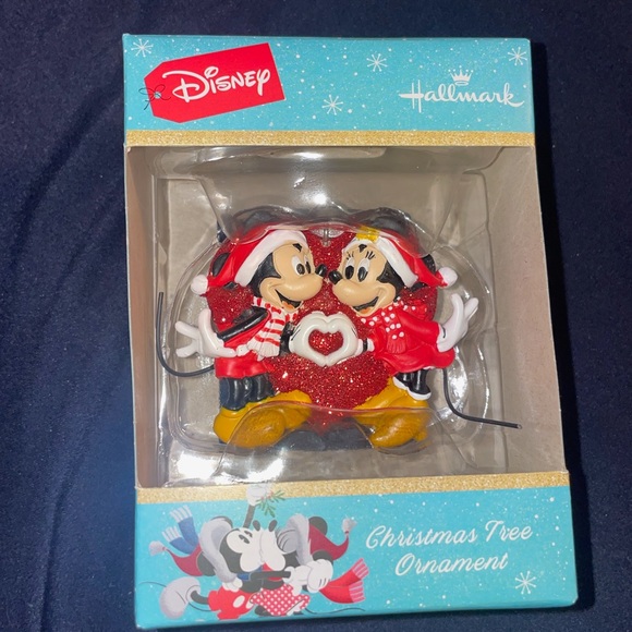Disney Other - Hallmark Disney Minnie Mickey Love Santa Hat Christmas Tree Ornament New w Box